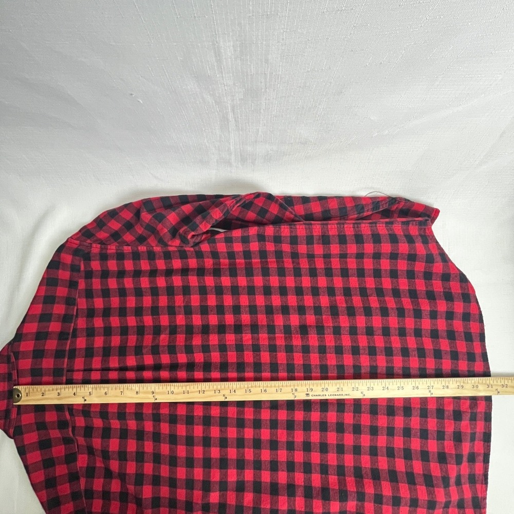 J.Crew Flannel Shirt Mens L Red Black Buffalo Check Classic Fit Cotton Pocket - Picture 11 of 12